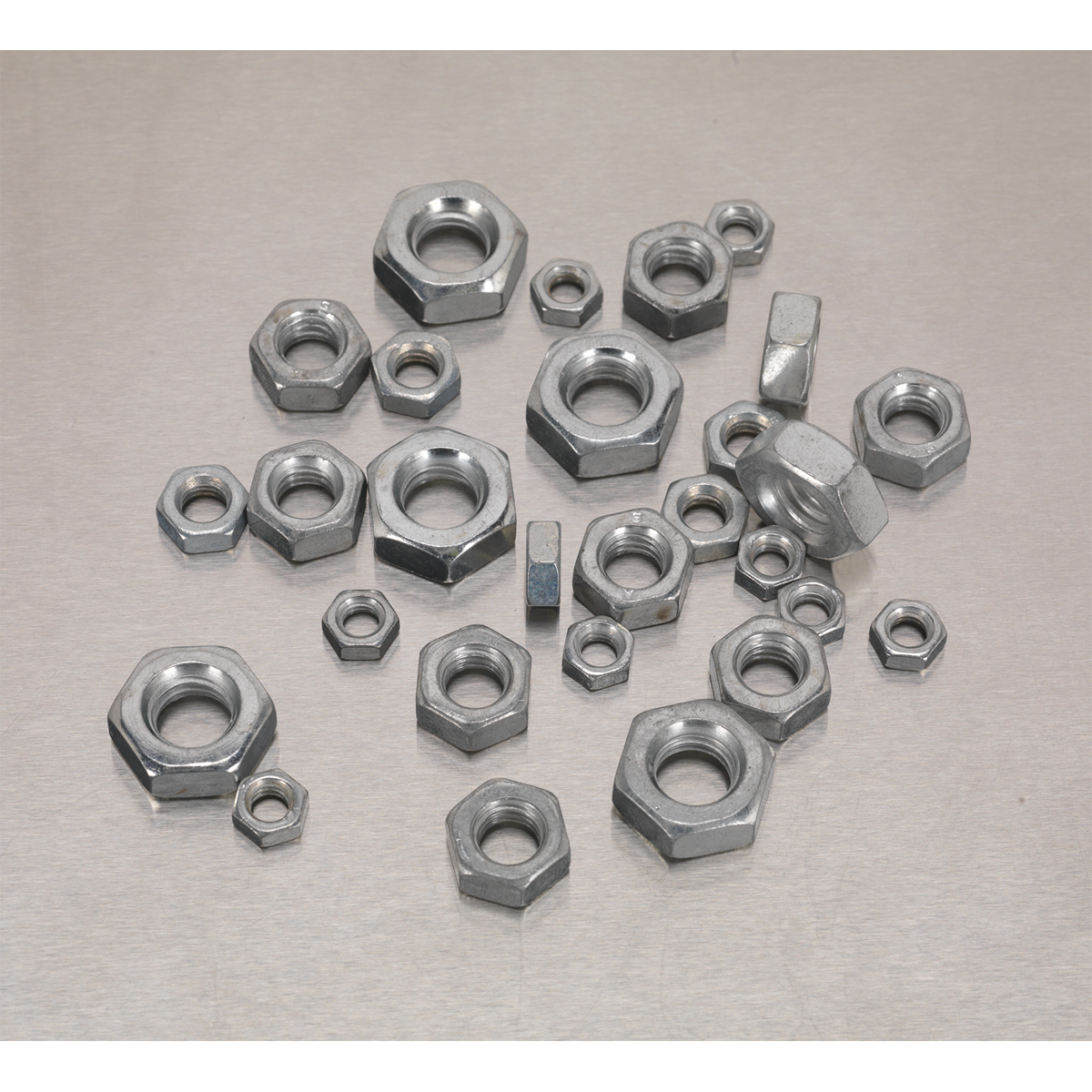Sealey Steel Nut Assortment 370 Pieces M5-M10 DIN 934 Metric Silver AB028SN