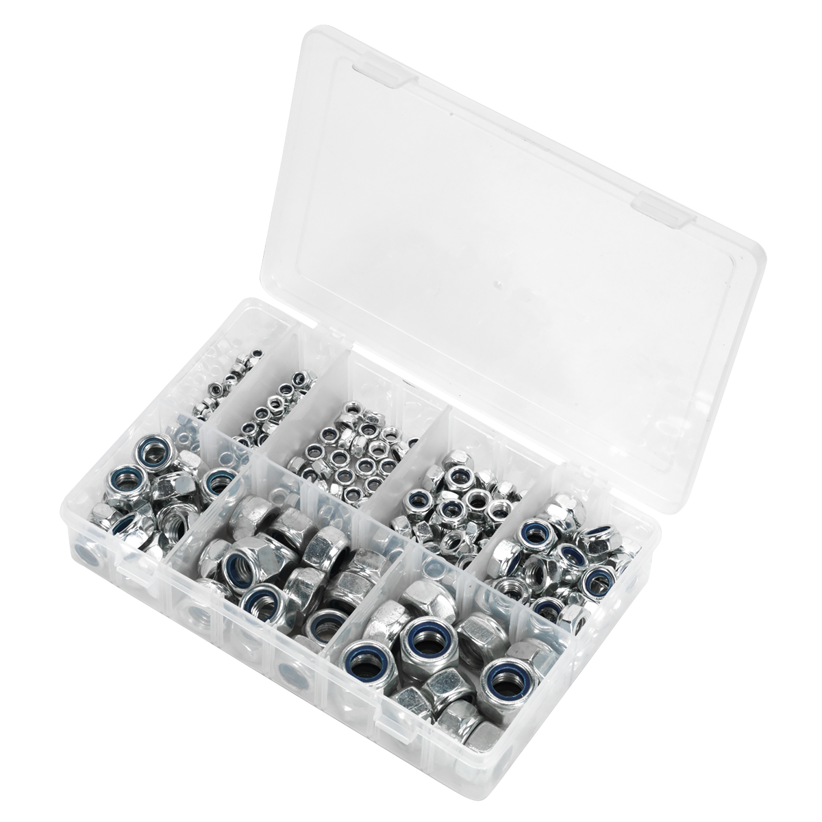 Sealey Nylon Lock Nut Assortment 255 Pieces M4-M16 DIN 985 Metric AB033LN