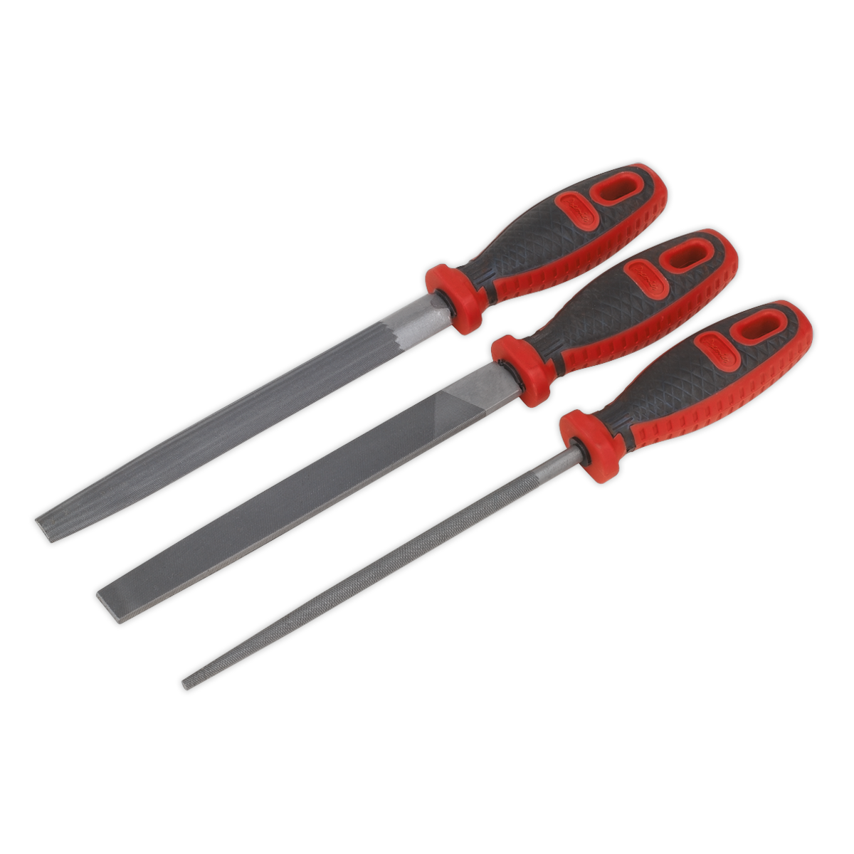 Sealey Engineers File Set With Comfort Grip Handles 3 Pieces 200mm Length AK572
