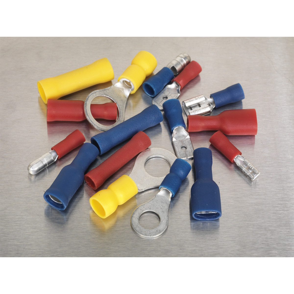Sealey Crimp Terminal Assortment Electrical Blue Red & Yellow 200 Pieces AB038MT