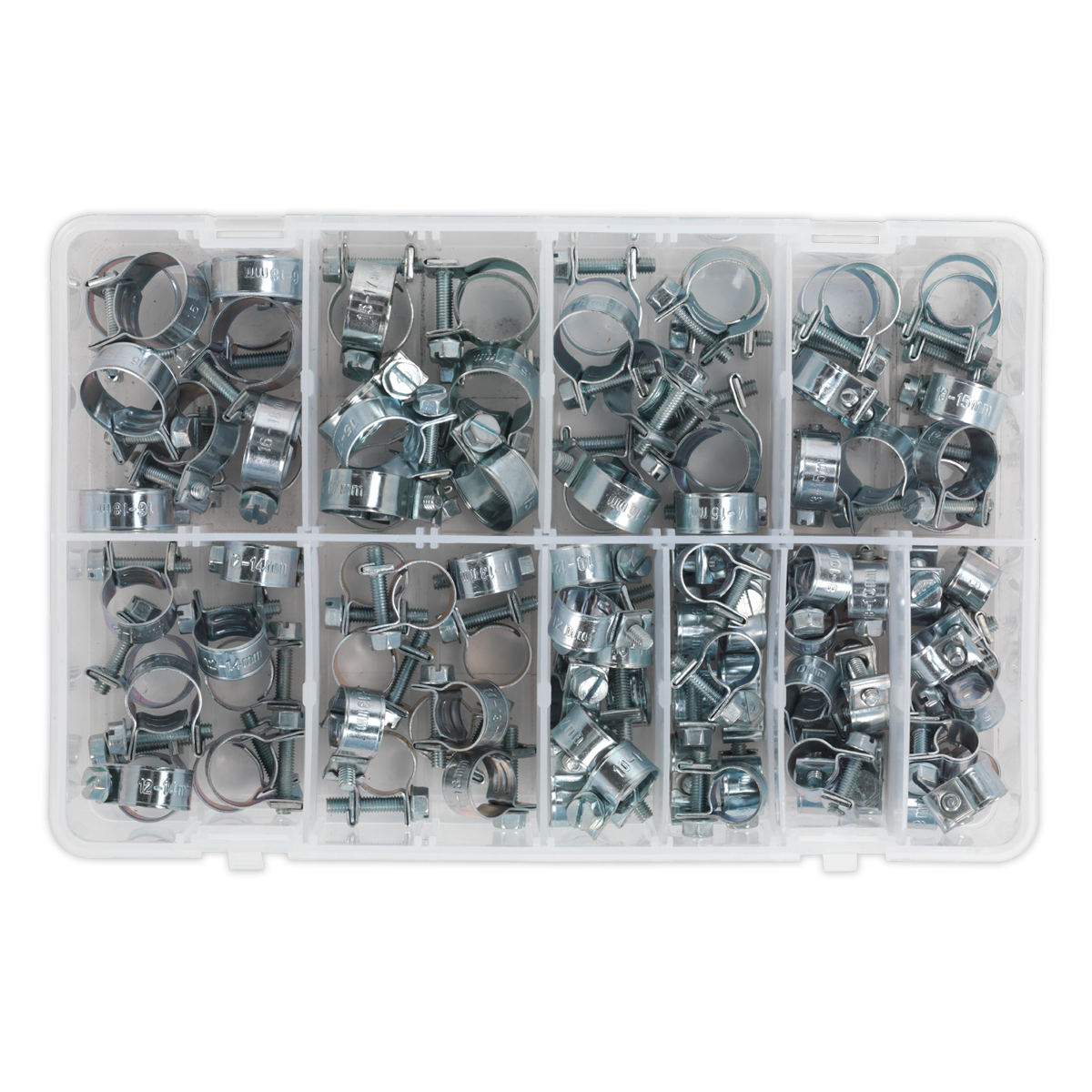 Sealey Mini Hose Clips Assortment With Partitioned Box - 100 Pieces AB042MH