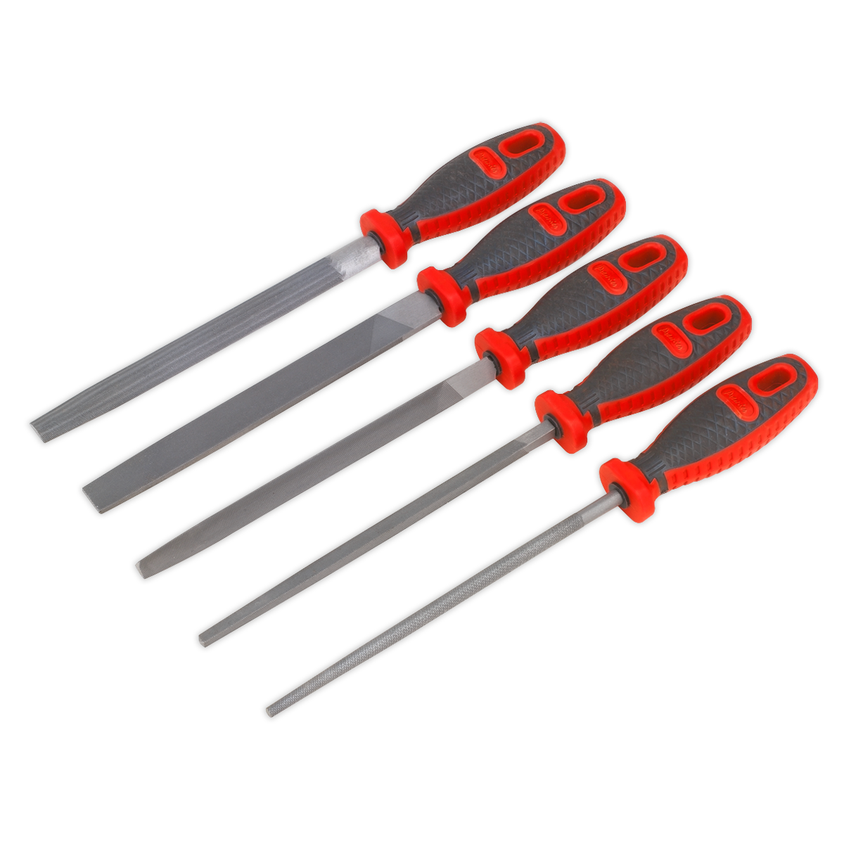 Sealey Engineers File Set With Comfort Grip Handles 5 Pieces 200mm Length AK573