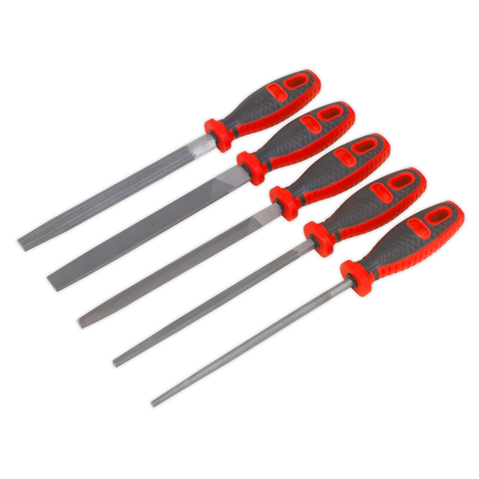 Sealey Engineers File Set With Comfort Grip Handles 5 Pieces 200mm Length AK573