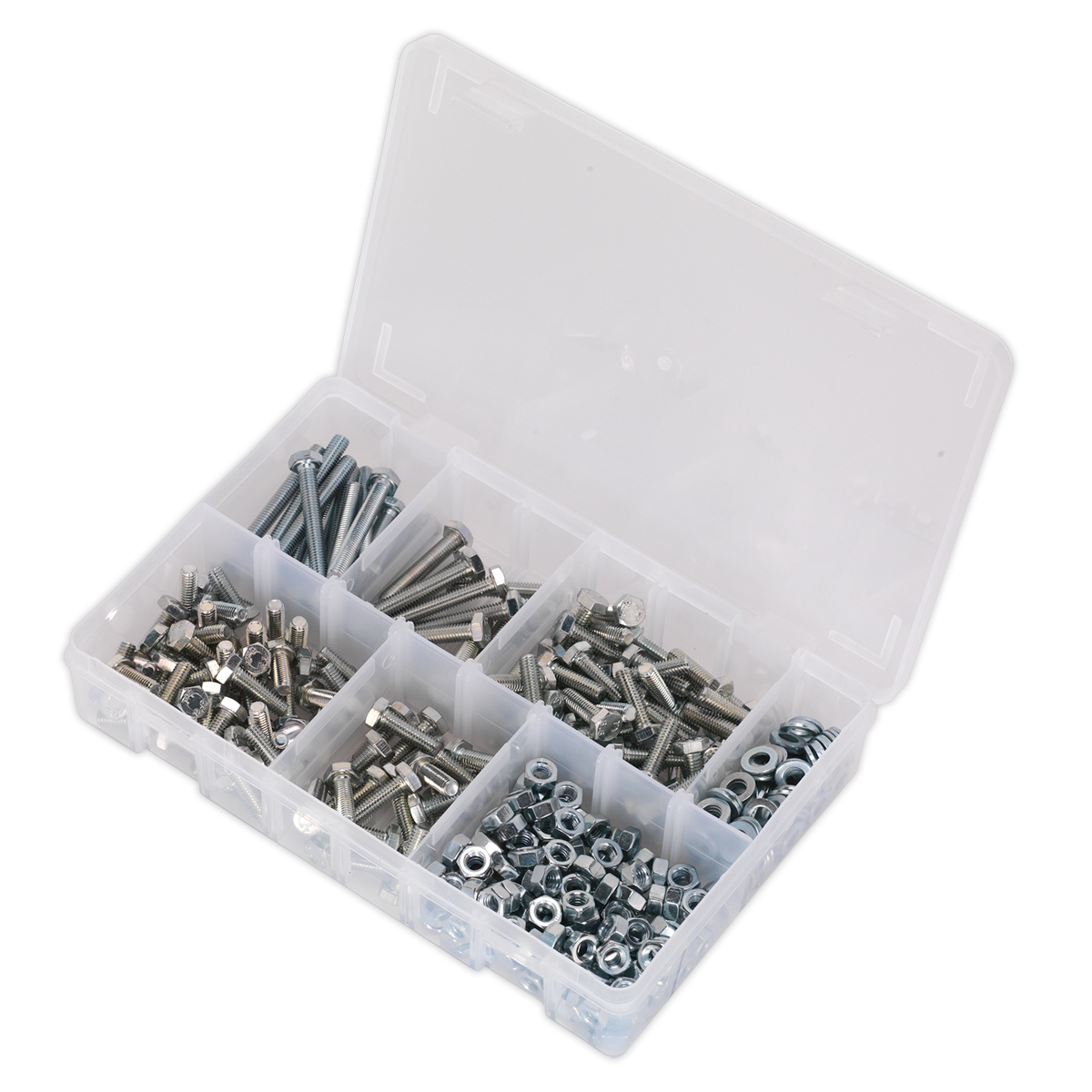 Sealey Set Screw Nut & Washer Assortment 408 Pcs High Tensile M6 Metric AB050SNW