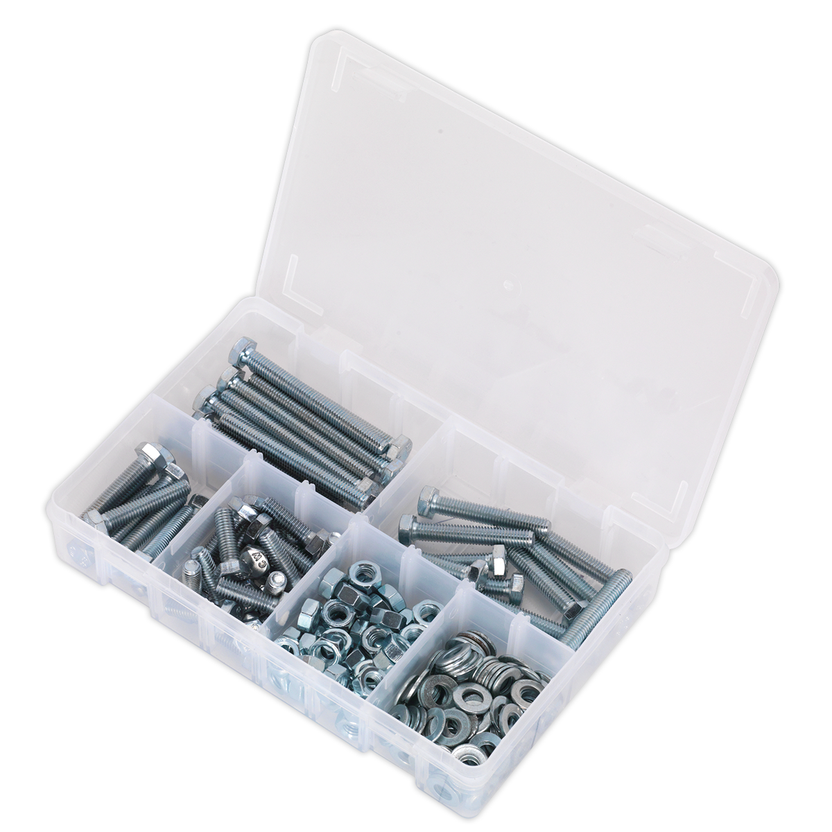 Sealey Set Screw Nut & Washer Assortment 220 Pcs High Tensile M8 Metric AB051SNW