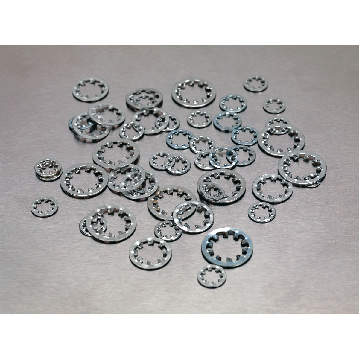 Sealey Lock Washer Assortment 1000 Pieces Serrated Internal Silver AB057LW