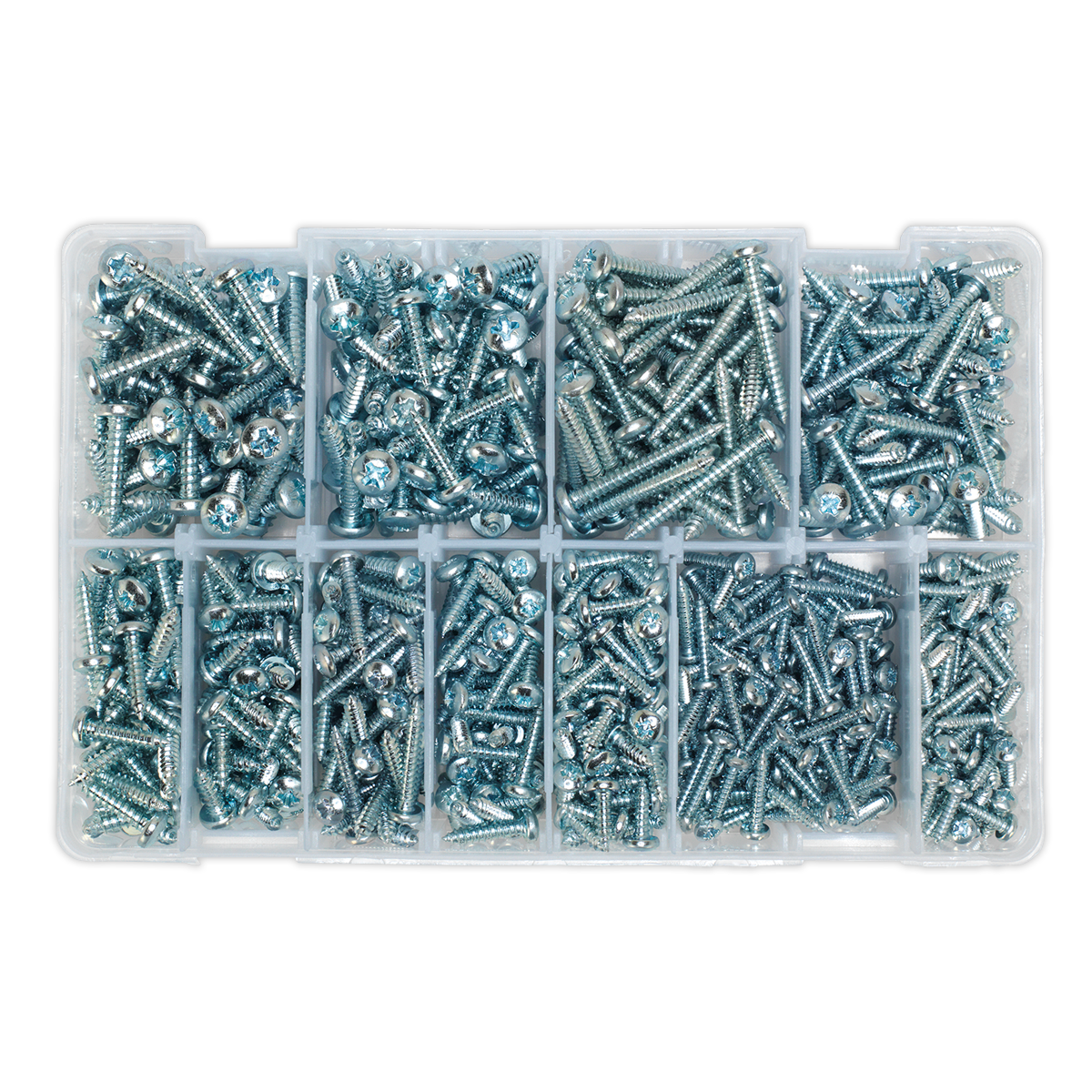 Sealey Self Tapping Screw Assorted 700pc Pan Head Pozi Zinc DIN 7981CZ AB063STPH