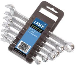 LASER 0156 6-Piece Ring Open Ended Spanner Set 8-17mm Chrome Vanadium Tool