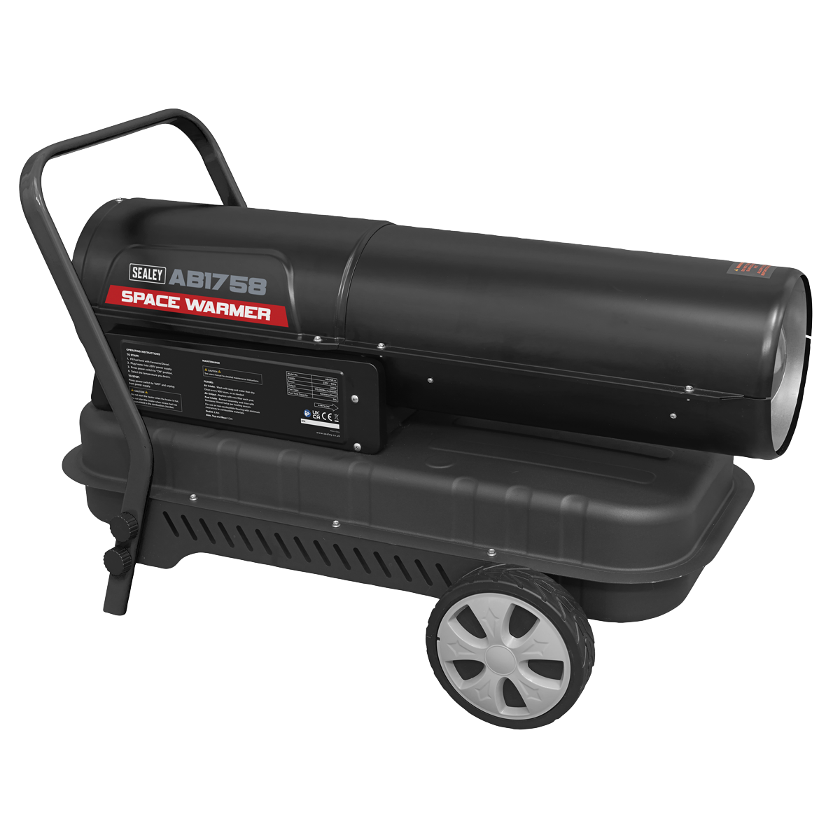 Sealey Space Warmer Paraffin Kerosene Diesel Heater 175.000BTU/HR Wheels AB1758