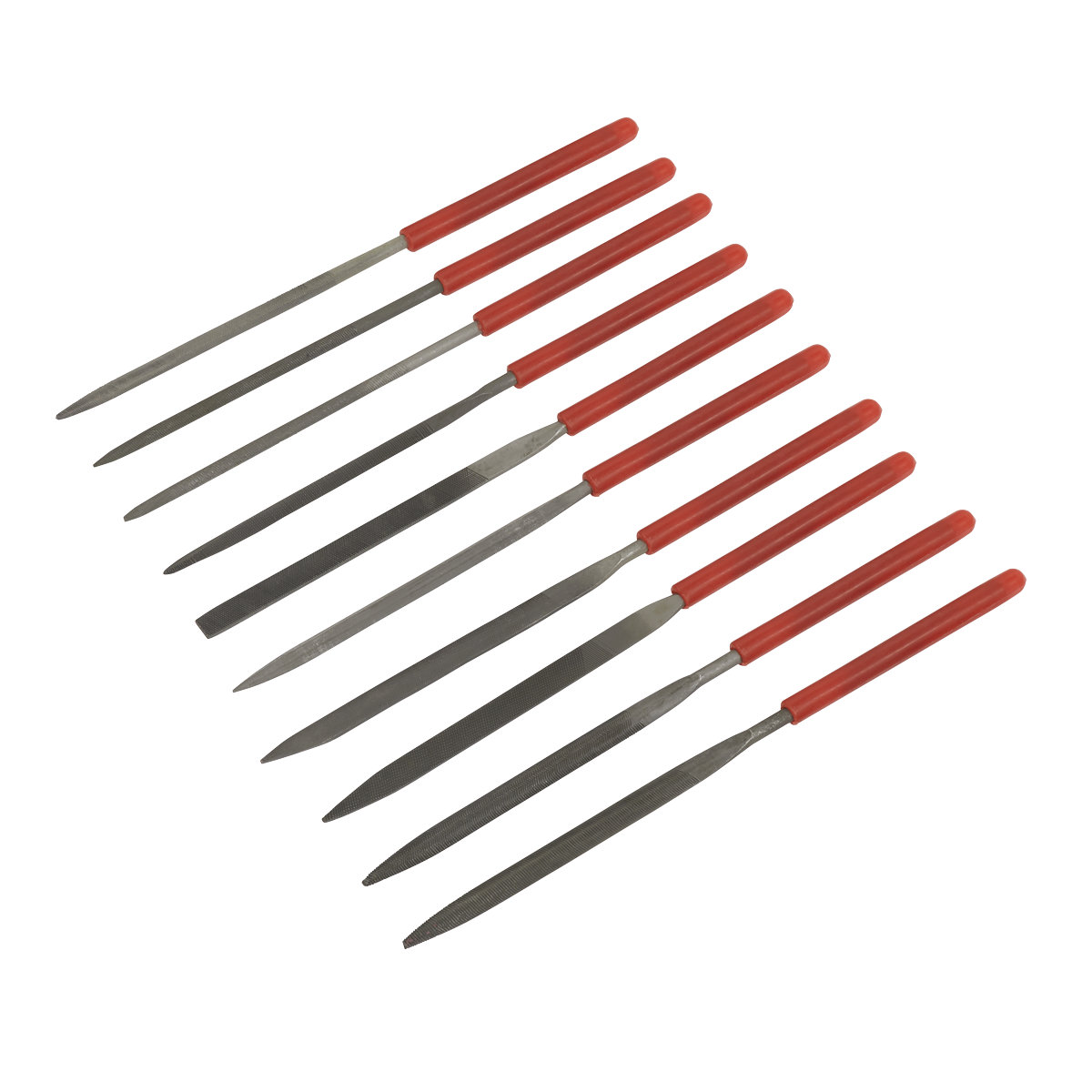 Sealey Needle File Tool Set With Vinyl Dipped Handle Shafts 10 Pieces AK576