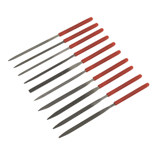 Sealey Needle File Tool Set With Vinyl Dipped Handle Shafts 10 Pieces AK576
