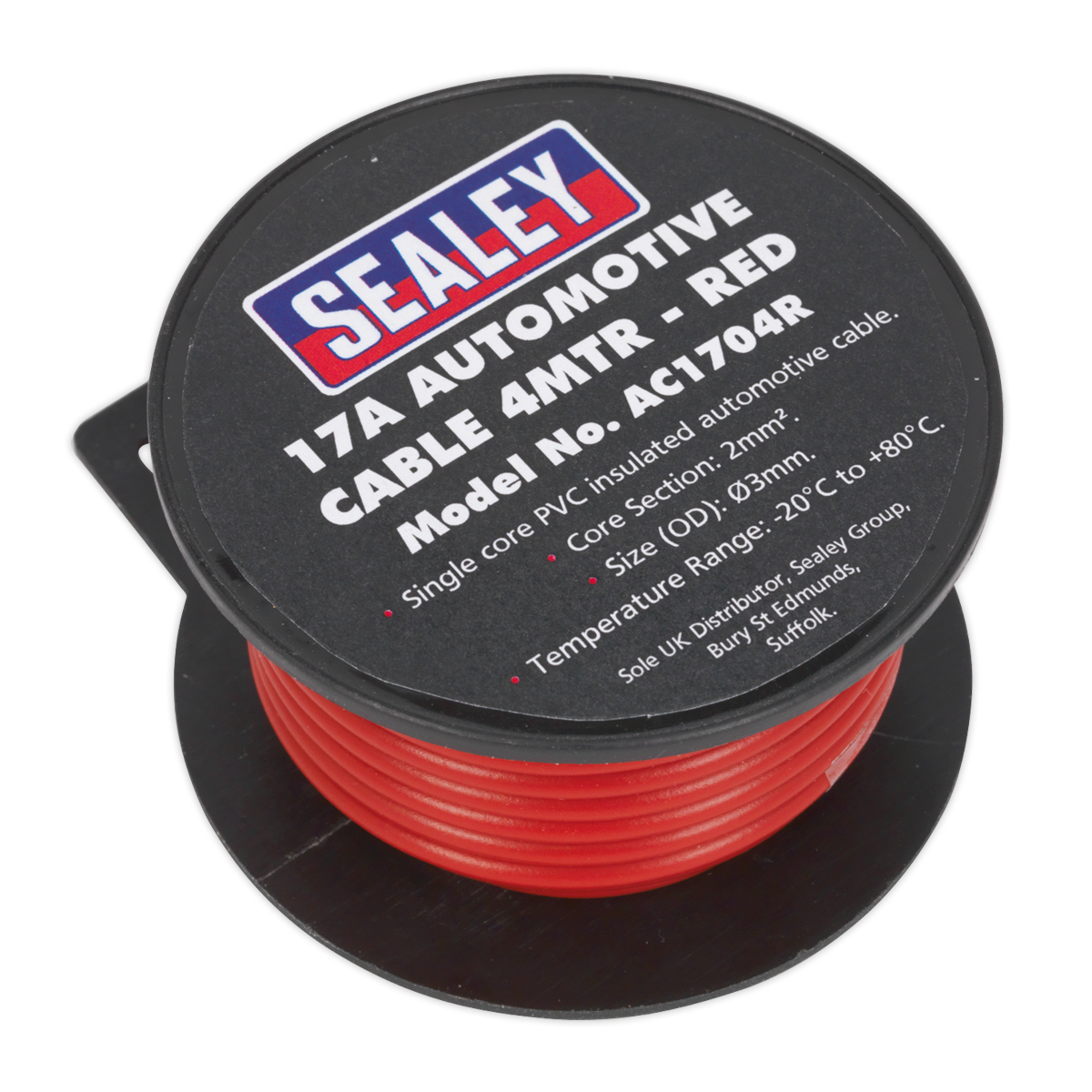 Sealey Thick Wall Automotive Cable Single Core PVC Coated 17A 4m Red AC1704R
