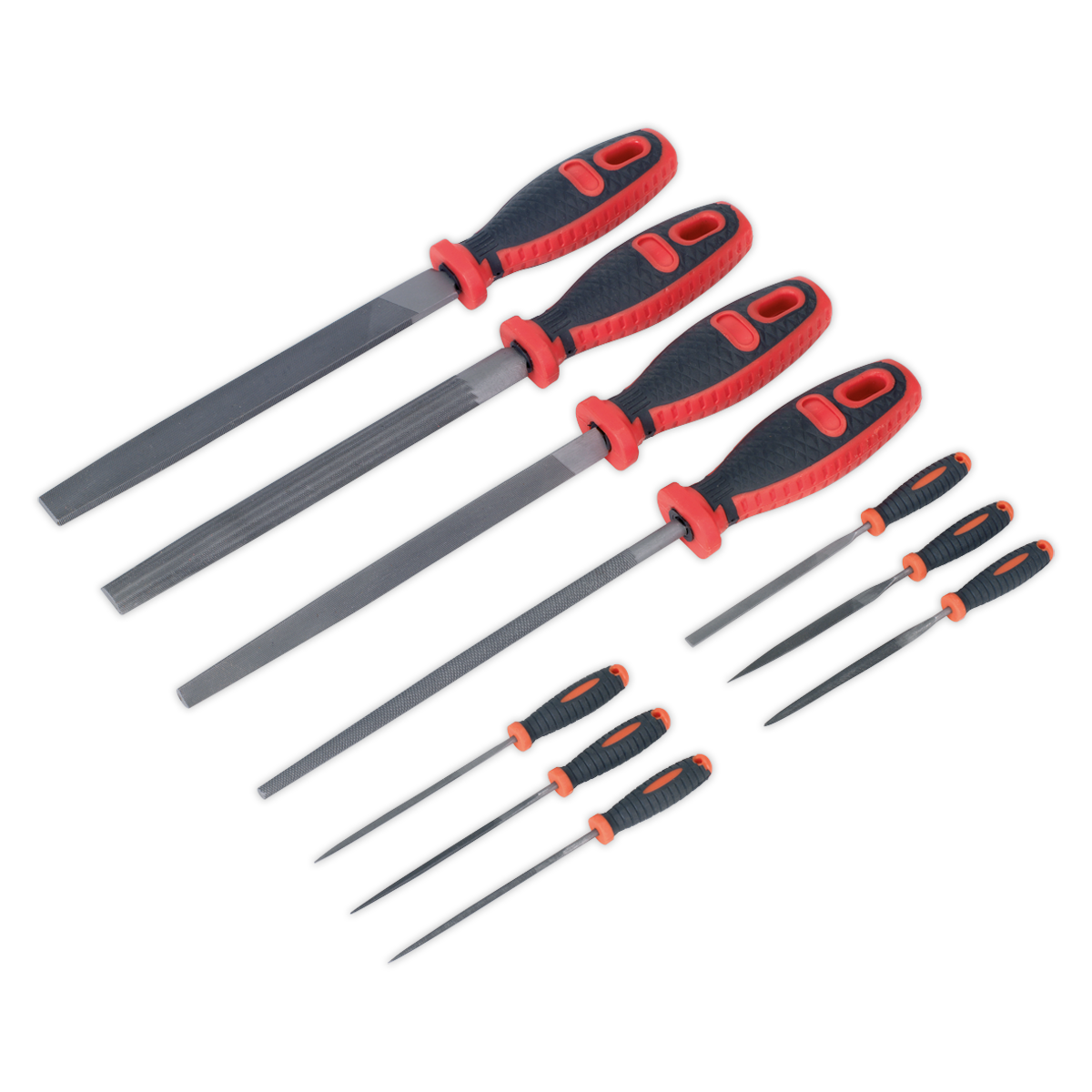 Sealey Engineers & Needle File Set With Soft Grip Handles 10 Pieces AK578
