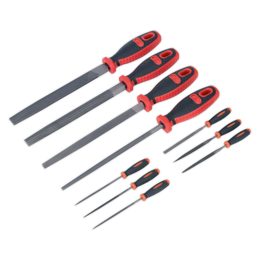 Sealey Engineers & Needle File Set With Soft Grip Handles 10 Pieces AK578
