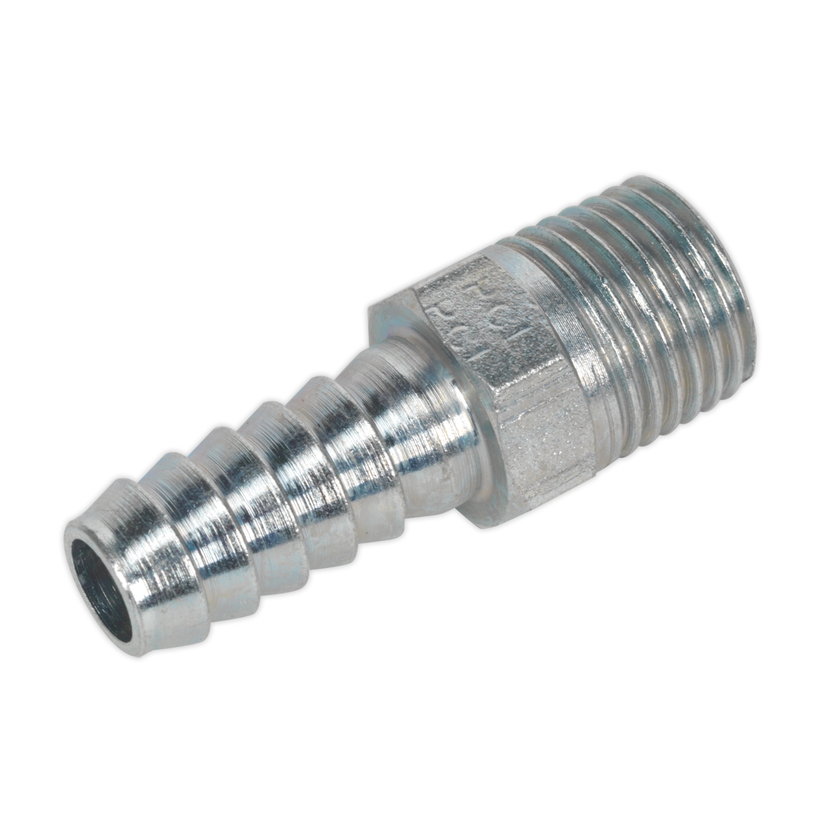 Sealey Screwed Tailpiece Male 1/4" BSPT - 5/16" Hose Silver - Pack of 5 AC39