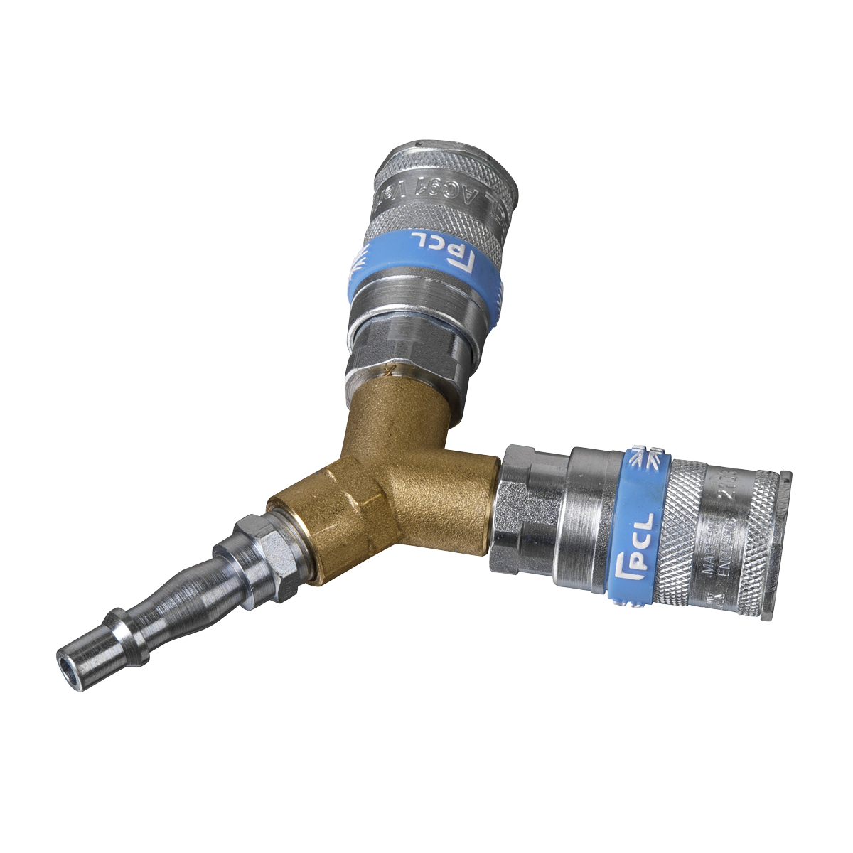 Sealey Twin Coupling Bodies Y Adaptor Split Air Supply Slim Profile AC55