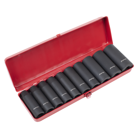 Sealey Impact Socket Set 10 Pieces 1/2" Square Drive Deep Metric AK58/11M