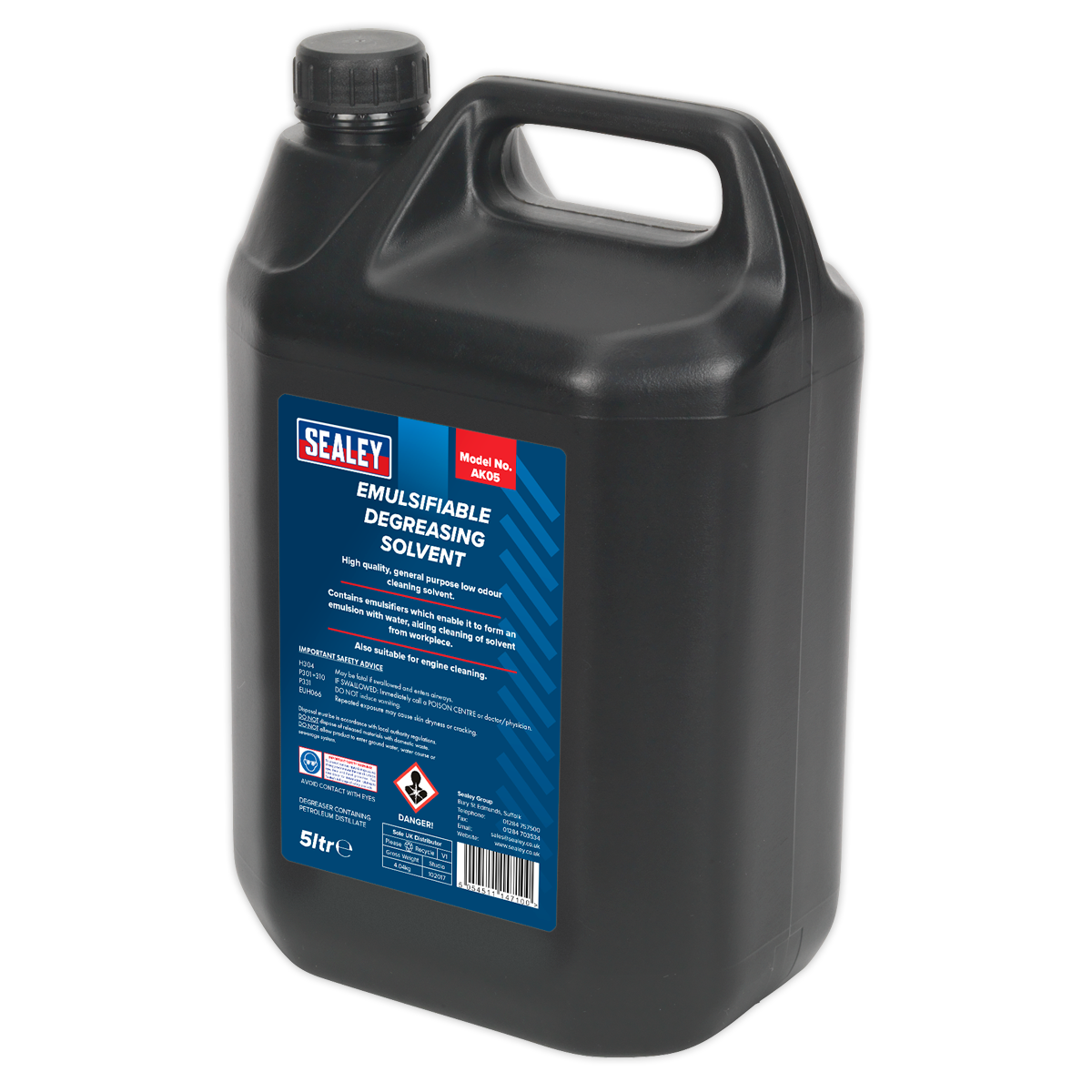 Sealey Emulsifiable Degreasing Low Odour Cleaning Solvent - 5L Drum AK05