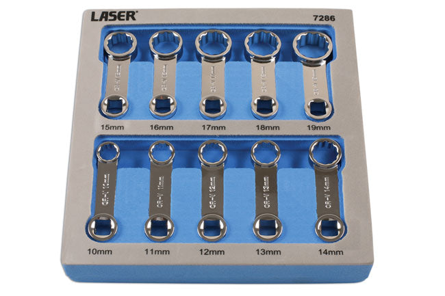 LASER 7286 Torque Adaptor Set From Polished Chrome Vanadium 3/8" 10 Pcs