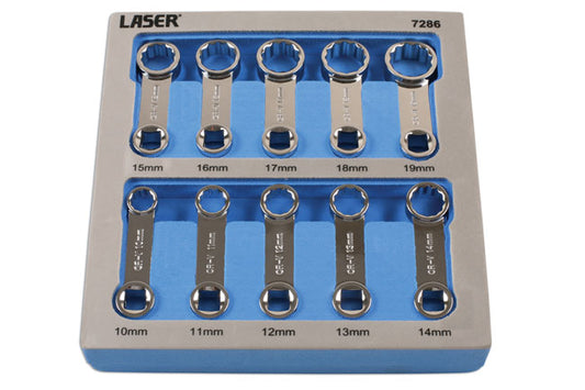 LASER 7286 Torque Adaptor Set From Polished Chrome Vanadium 3/8" 10 Pcs