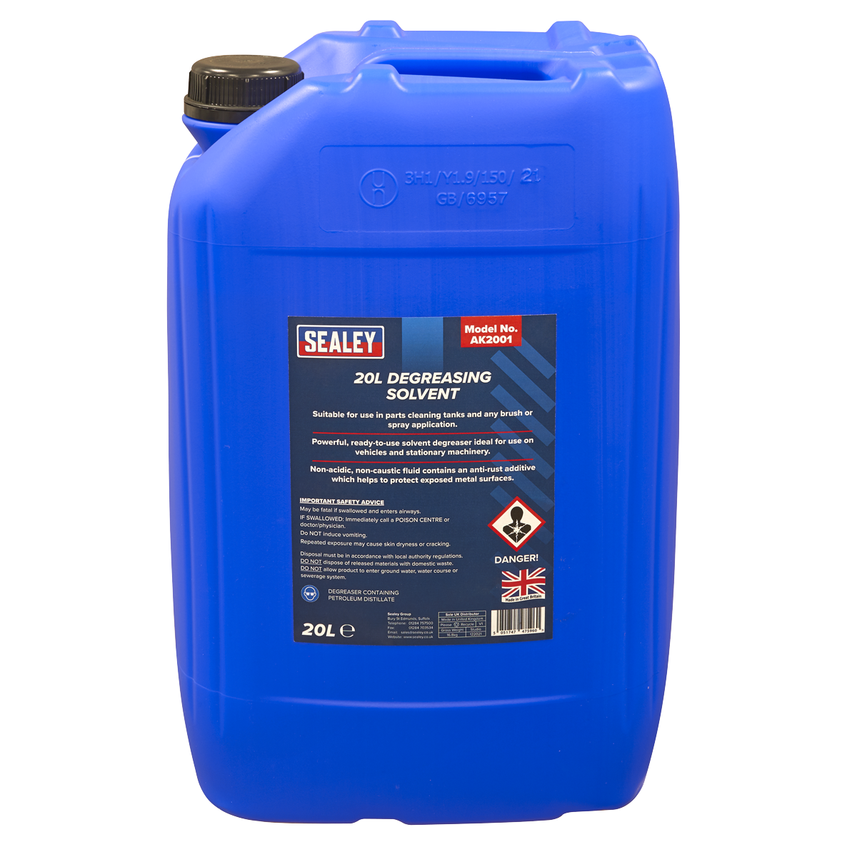 Sealey Degreasing Solvent For Cleaning Tanks & Spray Application 20L AK2001