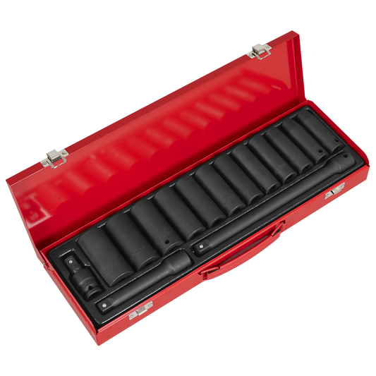Sealey WallDrive Impact Socket Set 15 Pcs 1/2" Square Drive Deep Metric AK5815M