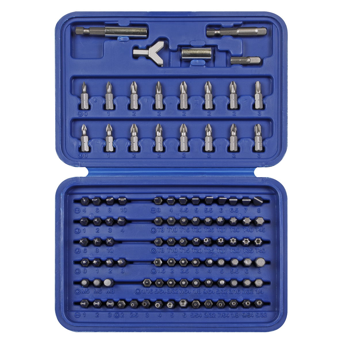 Sealey Power Tool Security Bit Set 100 Pieces Chrome Vanadium Steel AK2100