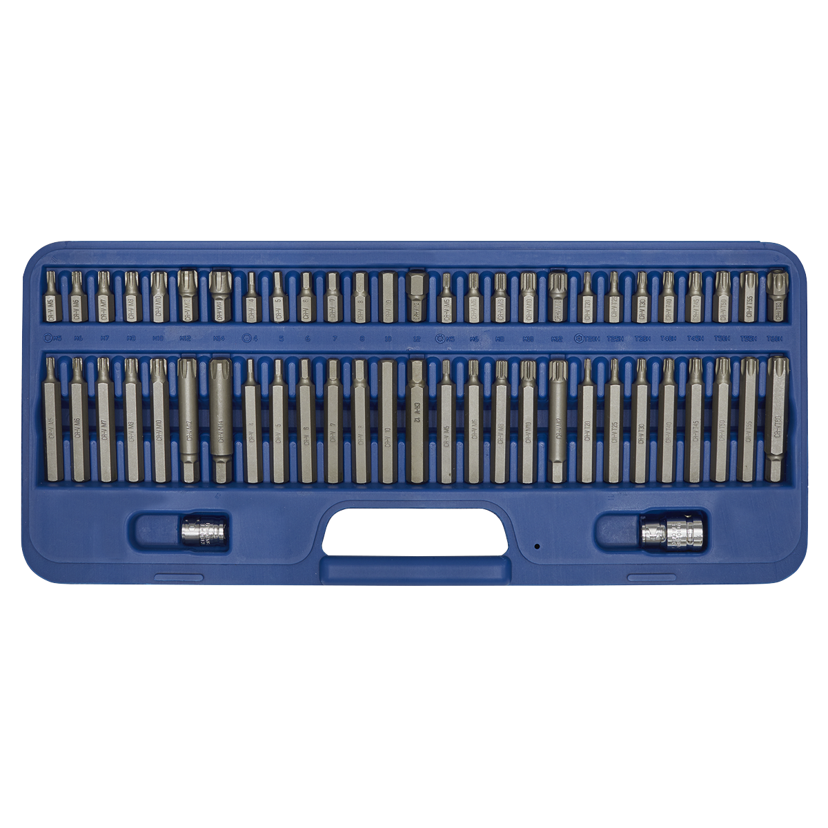 Sealey Ribe Spline Hex Security TRX-Star Bit Set 56pc 3/8" 1/2" Drive AK21956