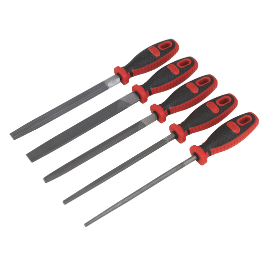 Sealey Smooth Cut Engineers File Set With Comfort Grip Handles 5pc 200mm AK586