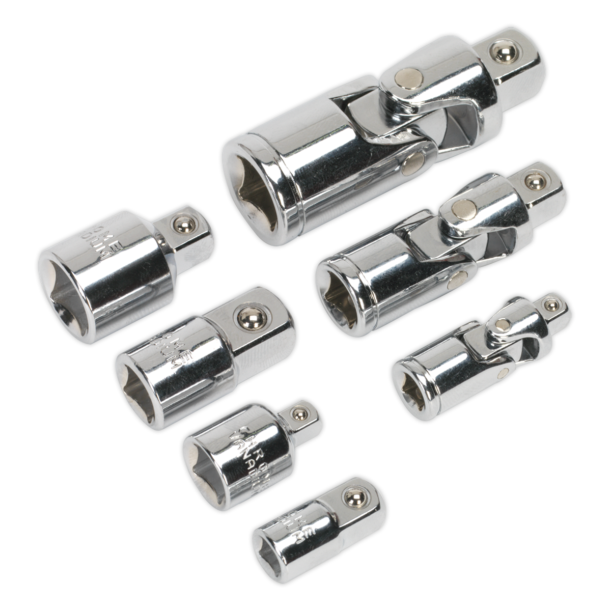 Sealey Universal Joint Socket Adaptor Set 7pc 1/4" 3/8" 1/2" Square Drive AK2737
