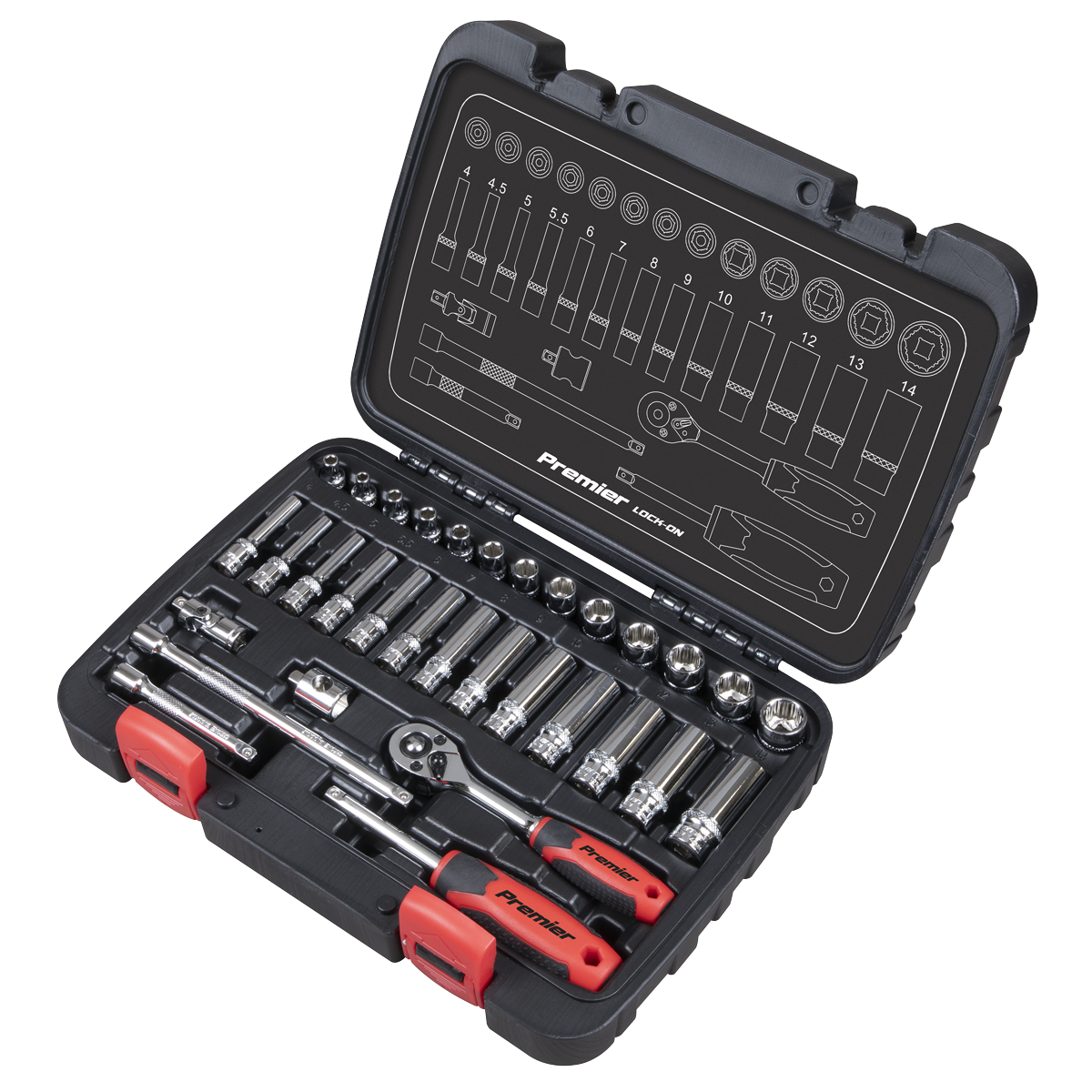 Sealey Socket Set 32 Pieces 1/4" Square Drive Lock-On 6 Point Metric AK27480