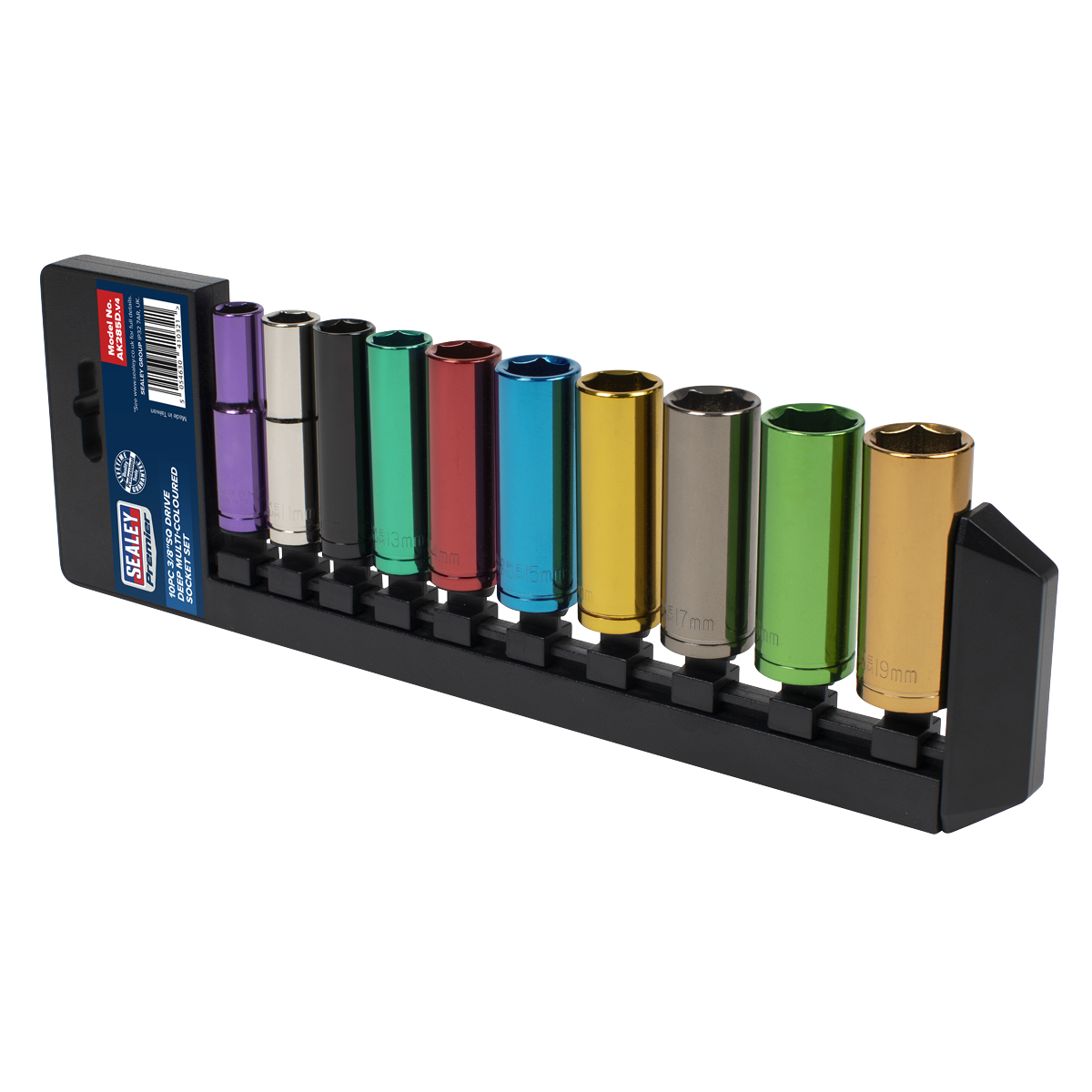 Sealey Multi-colored Socket Set 10Pc 3/8" Drive 6PT Deep WallDrive Metric AK285D