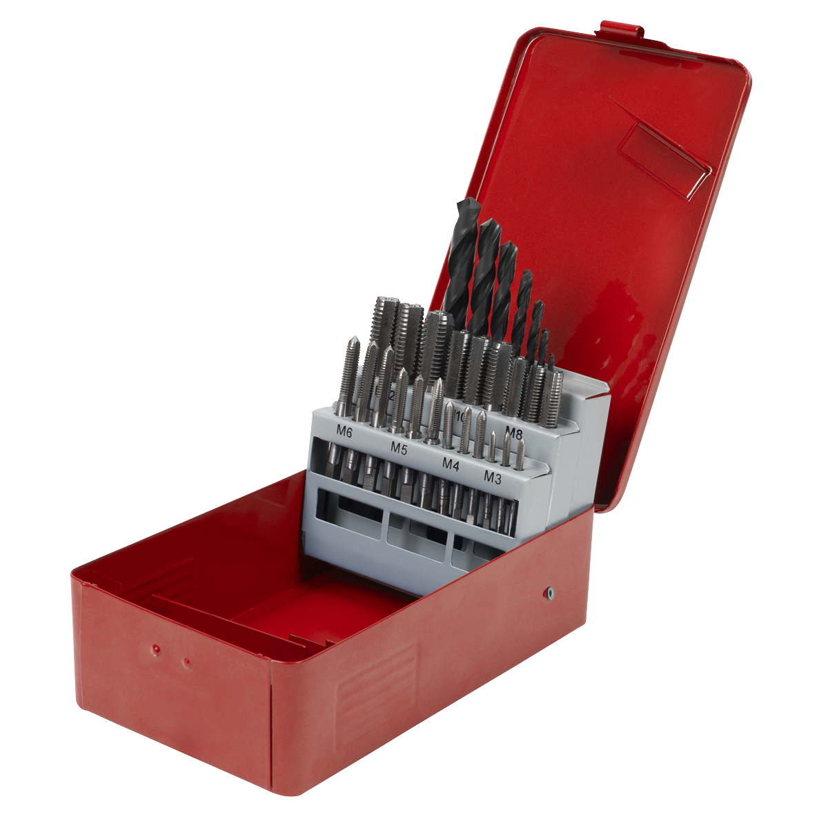 Sealey Metric Tap & Drill Bit Set 28 Pieces Alloy Steel With Storage Case AK3023