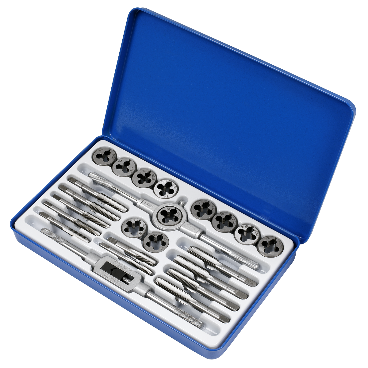 Sealey Tap & Split Die Set Imperial 24 Pieces Carbon Steel Coarse Fine AK3024IMP