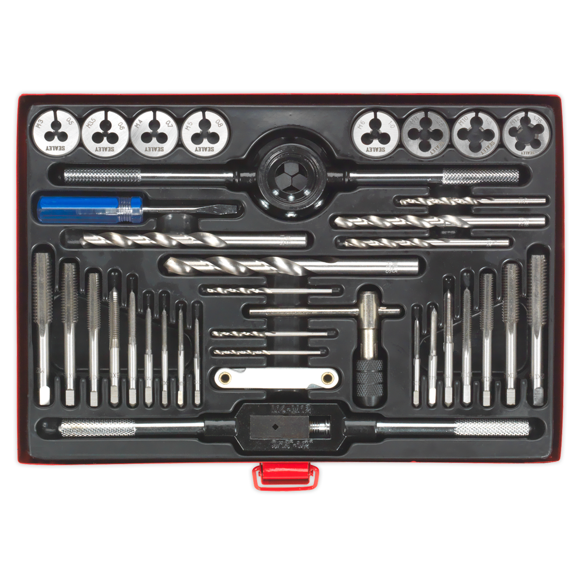Sealey Tap & Die Set 37 Pieces Split Dies Metric High Carbon Steel Tool AK3037