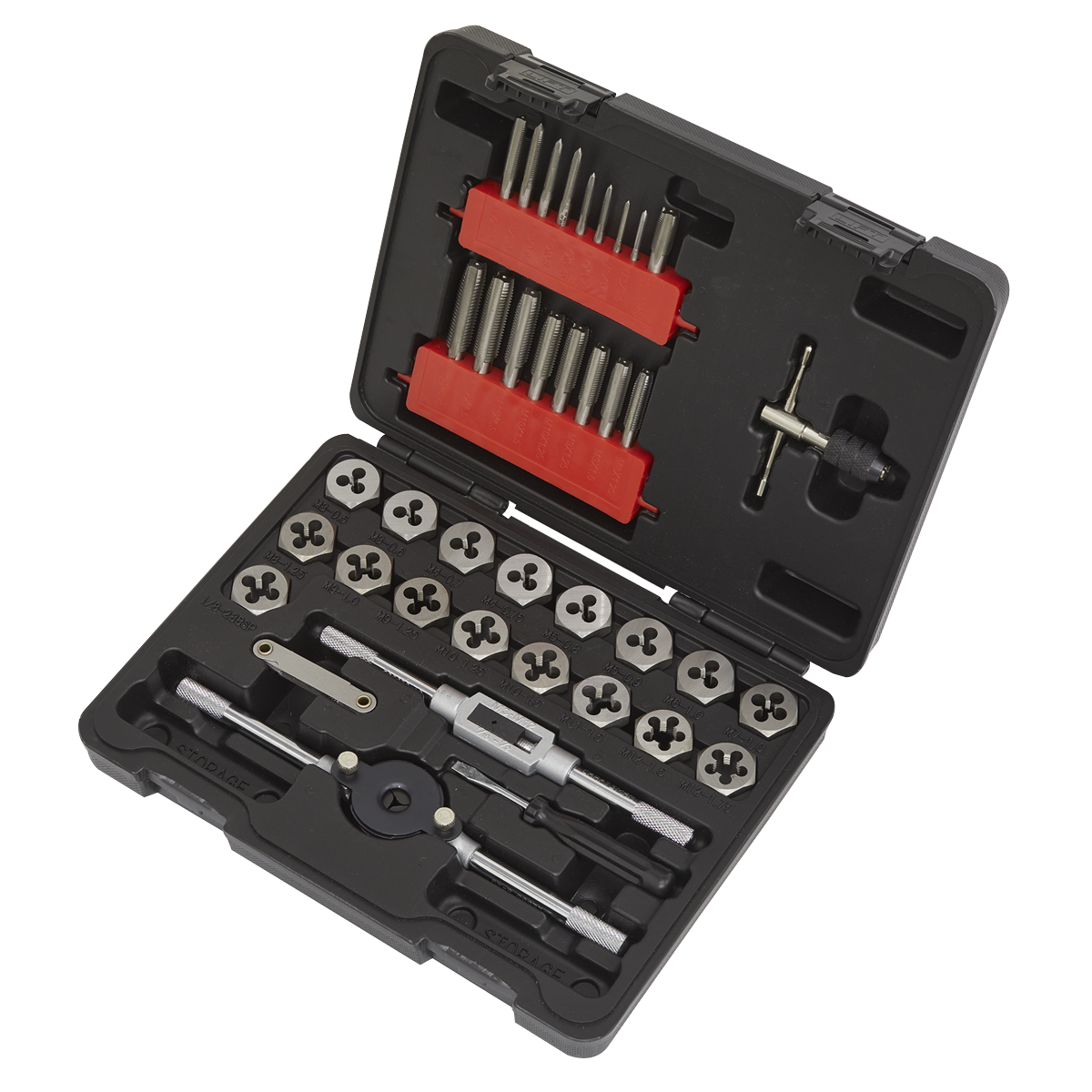 Sealey Tap Hex Die Set With Metric Thread Gauge 39 Pieces Silver AK3039HM