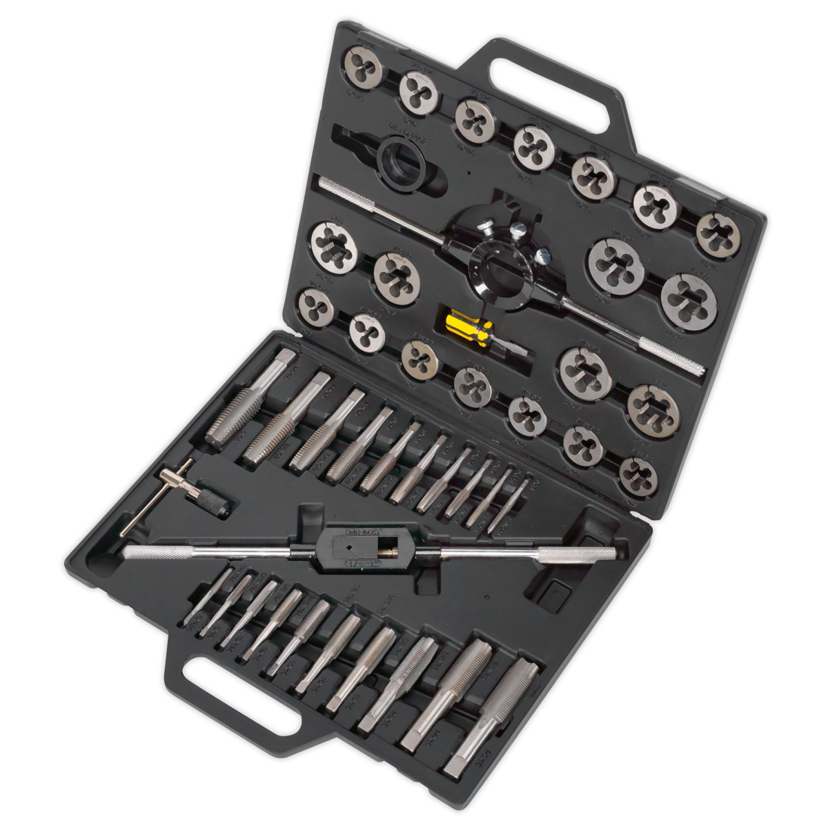 Sealey 45 Pcs Imperial Tap & Die Set With Sliding Jaw Type Tap Wrench AK303IMP