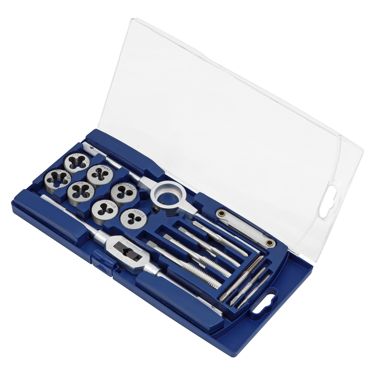 Sealey Tap & Die Set 17 Pcs Carbon Steel Adjustable Tap Metric In Case AK321