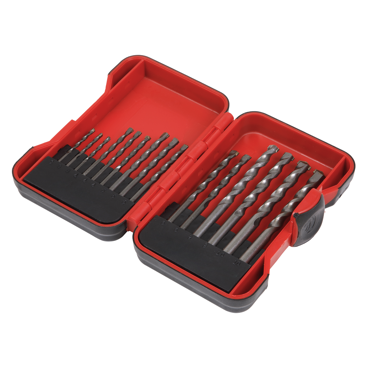 Sealey Masonry Drill Bit Set 15 Pieces Supplied In Plastic Storage Box AK3715M
