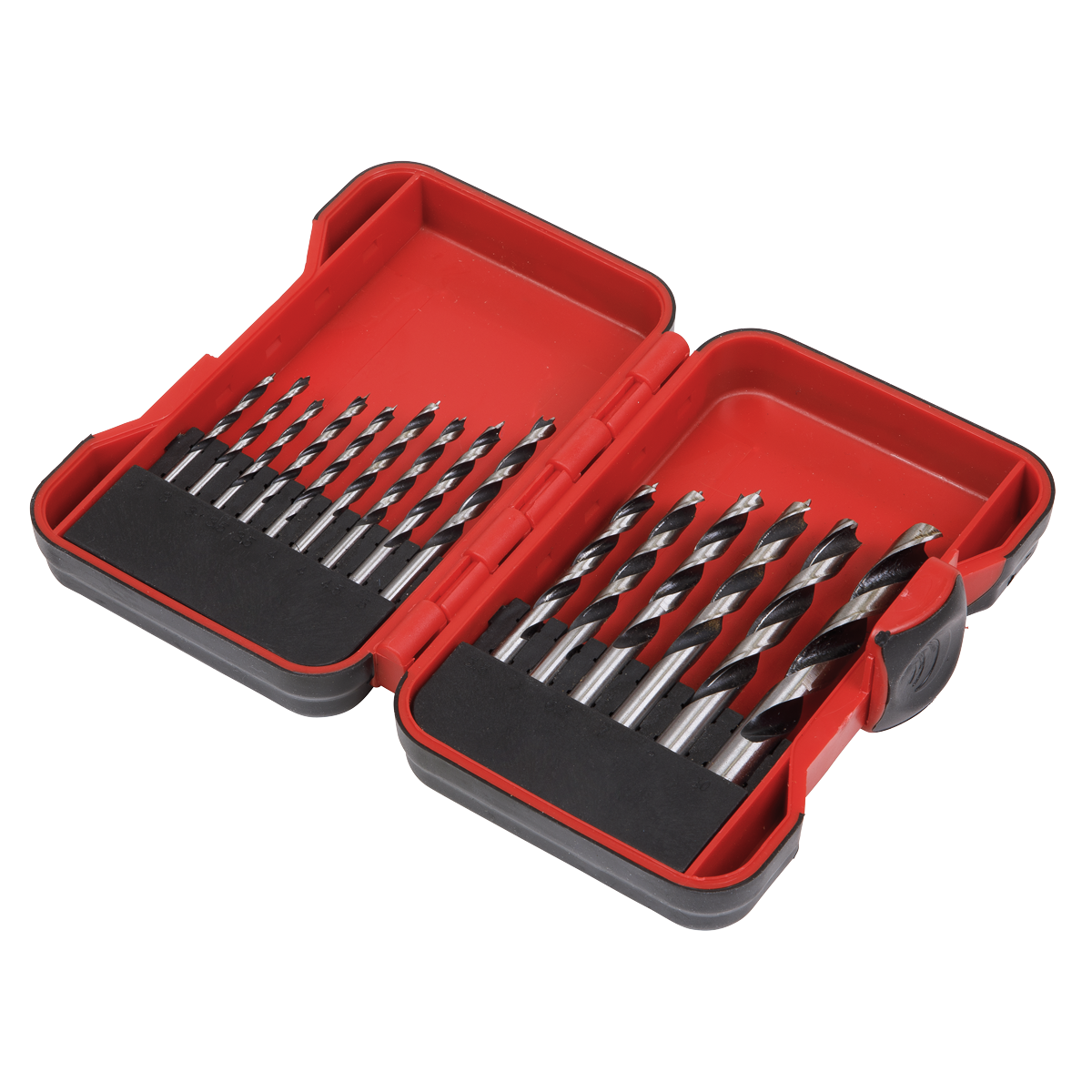 Sealey Brad Point Wood Drill Bit Set 15 Pieces For Hard & Soft Woods AK3715W