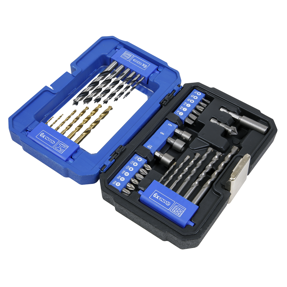Sealey Drill & Bit Accessory Set 35 Pieces 25mm Slotted Phillips Pozi TRX AK3735
