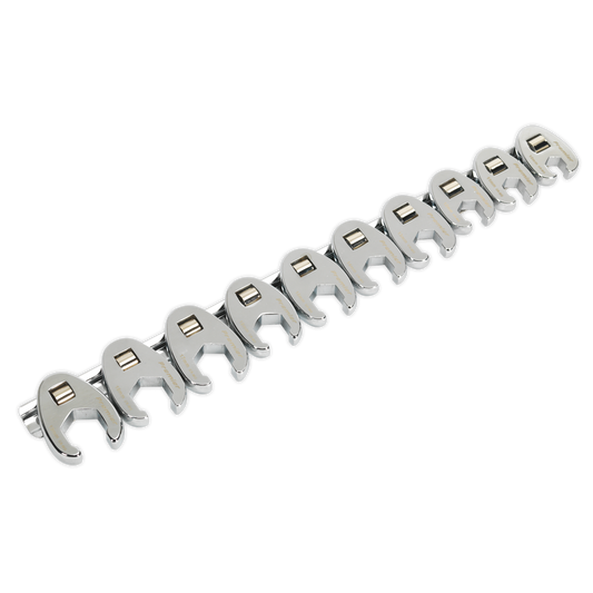 Sealey Crows Foot Spanner Set 10pc 3/8" Square Drive - Metric Heat Treated AK598
