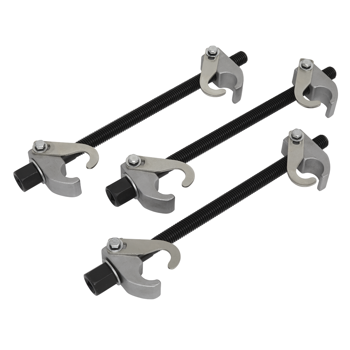 Sealey Coil Spring Compressor Set 3 Pieces Cast Jaws With Safety Hooks AK384