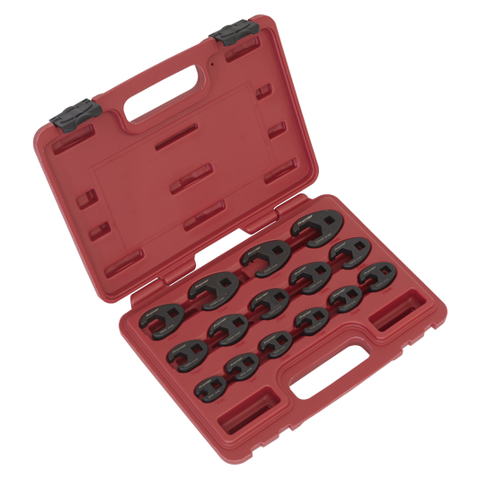 Sealey Crows Foot Spanner Set 15 Pieces 3/8" Square Drive - Metric AK5983