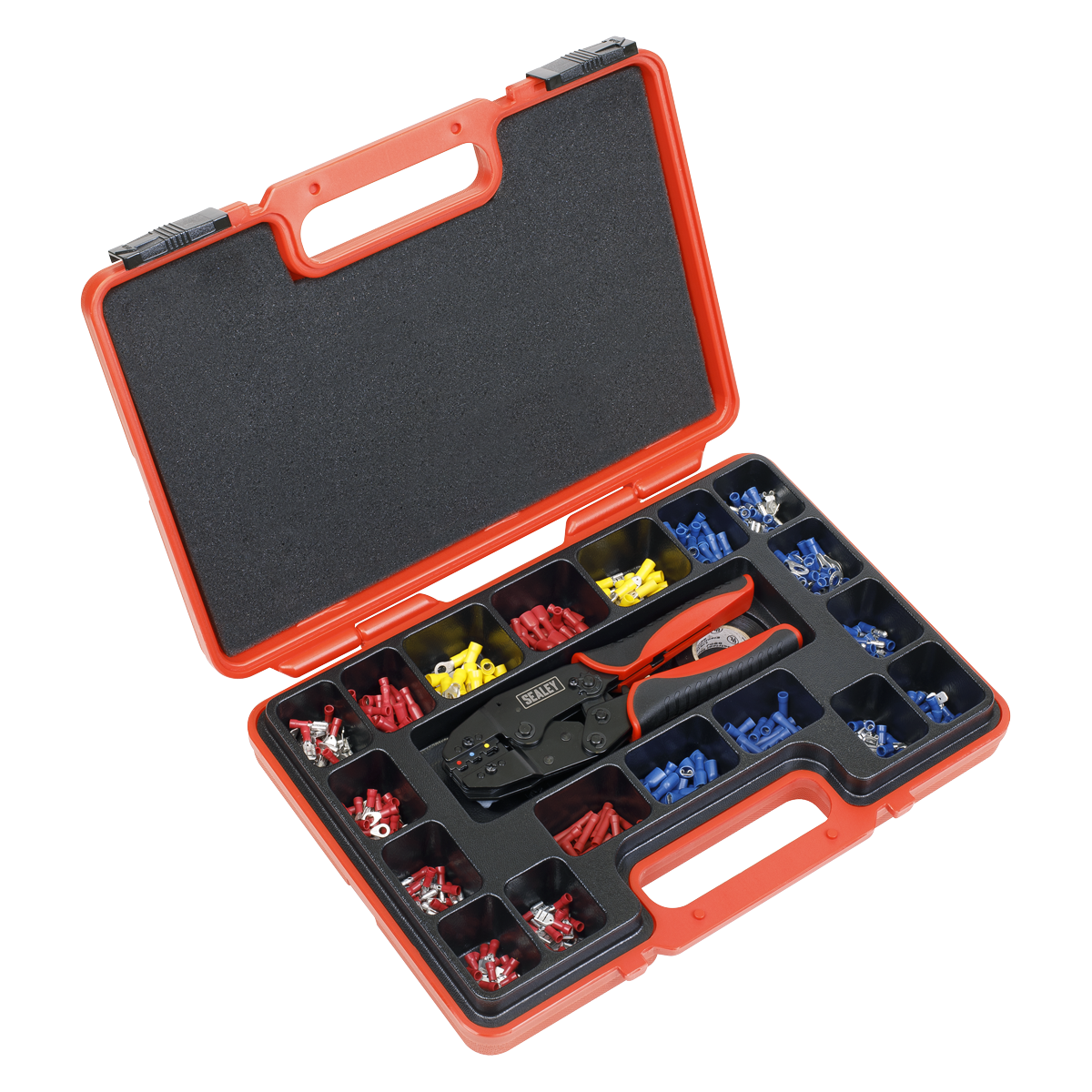 Sealey Ratchet Crimping Tool Kit With Laminated Steel Jaws 552 Pieces AK386