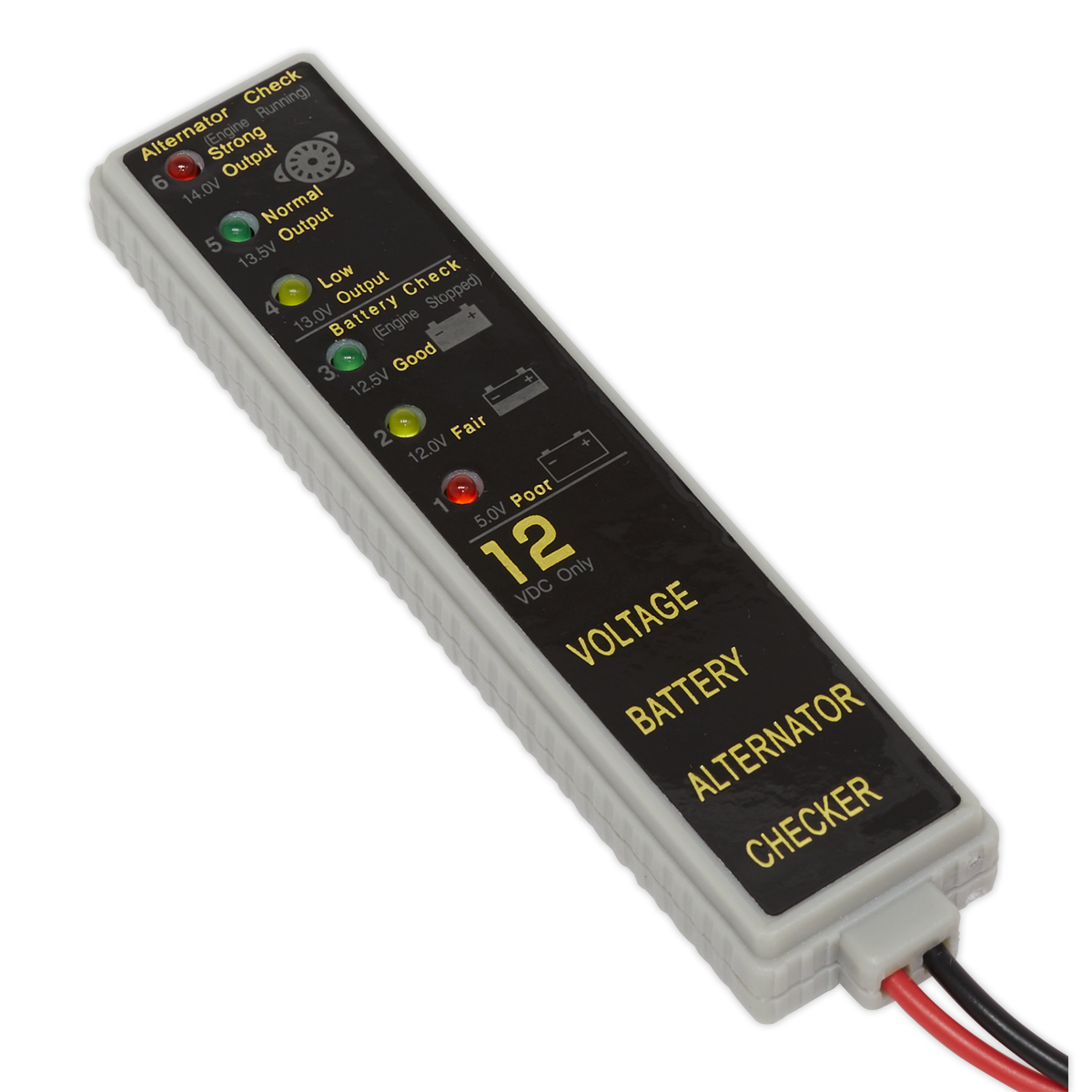 Sealey Battery Alternator Tester 12V LED With Probe & Crocodile Clips AK400