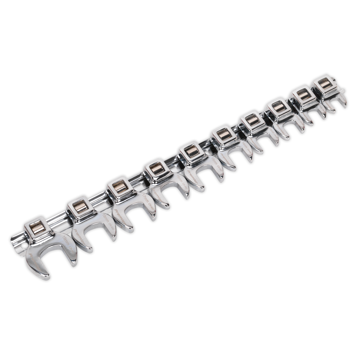 Sealey Crows Foot Open End Spanner Set 10 Pieces 3/8" Square Drive Metric AK5989