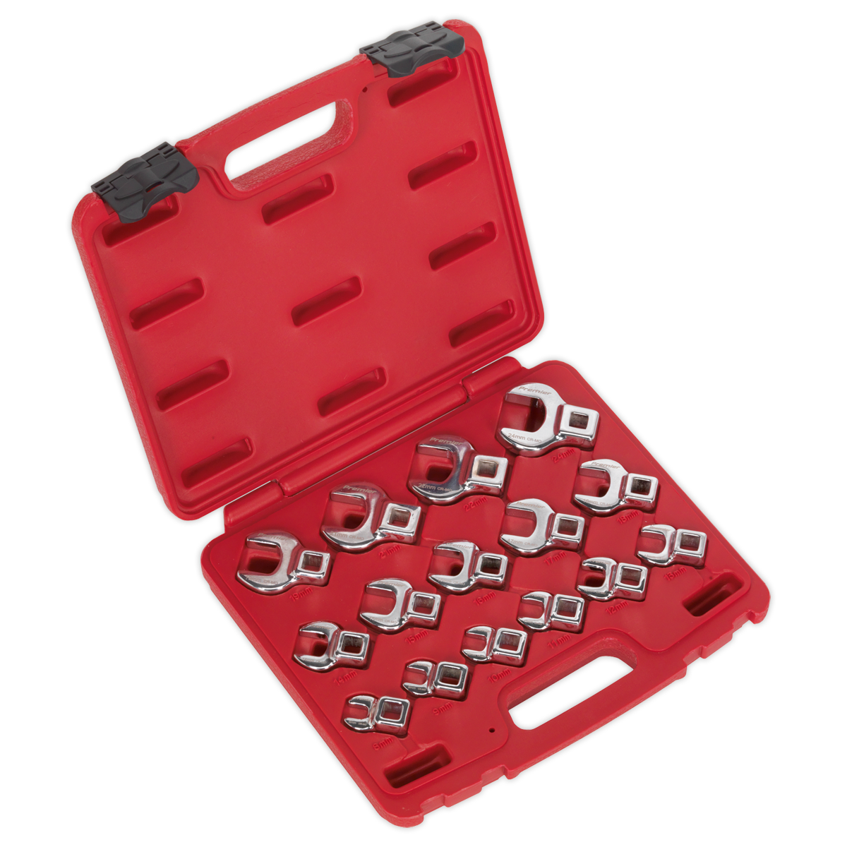 Sealey Crows Foot Open End Spanner Set 15 Pcs 3/8" Square Drive Metric AK59891
