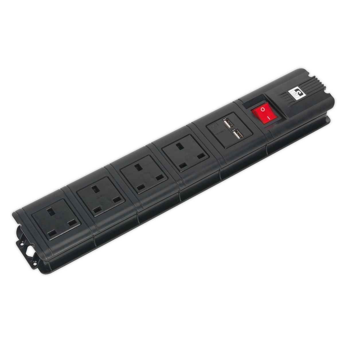 Sealey Extension Lead Cable 3 Metres 4 x 230V + 2 x USB Sockets - Black EL34USBB