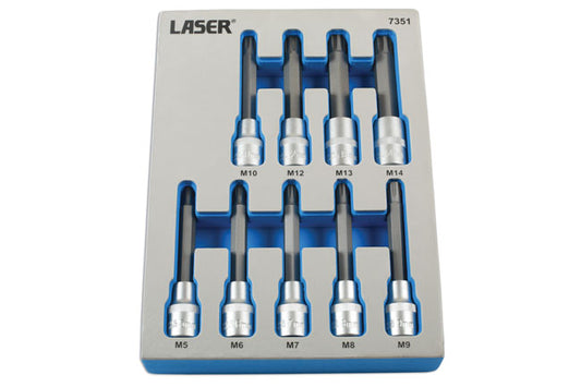 LASER 7351 Tamperproof Ribe Socket Bit Set Ribe Profile x 110mm 1/2" 9pc